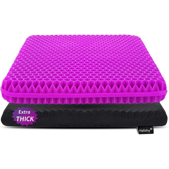 Gel Seat Cushion for Long Sitting, Extra Thick Gel Cushion for Wheelchair Soft Chair Pads for Office Home Chairs Car Seats Long Trips - Back Sciatica Hip Tailbone Pain Relief Cushion (Violet)