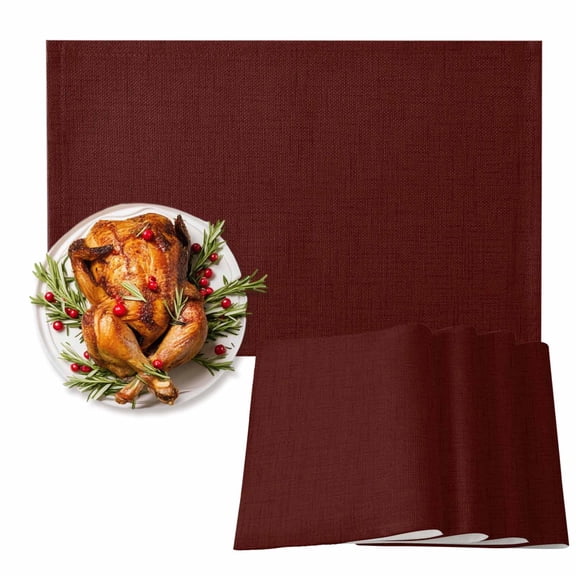 Table Placemats Set of 4,Burgundy Red Non-Slip Kitchen Dining Tables Place Mat,Dark Maroon Washable Table Mats for Home Dinner Holiday Party Banquet