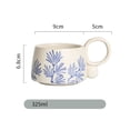 thumbnail image 2 of Taza de cerámica esmaltada pintada a mano, taza de café con flores, planta, café con leche, desayuno, avena, 325 ml, 2 of 6
