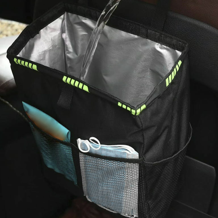 Atopoler 3.36Gallons Car Trash Can Hanging Garbage Bag with 4 Storage Pockets Oxford Waterproof Bags for Car Trval, Size: 1Pcs