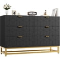 thumbnail image 2 of EastVita 47.2 inch Wide Modern 6 Drawer Dresser Wide Chest with Gold Metal Legs and Handles Wood Storage Organizer for Bedroom Living Room Hallway Black, 2 of 7