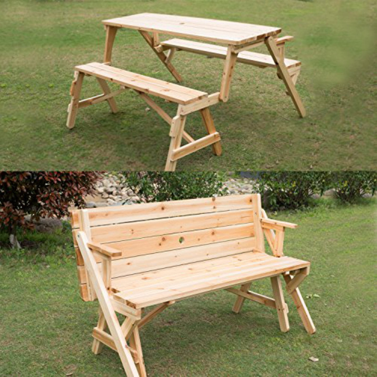 Outsunny 2 in 1 Convertible Picnic Table Garden Bench 