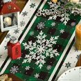 thumbnail image 3 of Green Buffalo Plaid Snowflakes Christmas Table Runner, Seasonal Winter Kitchen Dining Table Decoration for Home Party Decor 13x72 Inch, 3 of 4