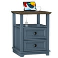 thumbnail image 3 of FAGAGA End Table with 2 Drawers for Living Room,Nightstand with Charging Station for Bedroom,Blue, 3 of 8