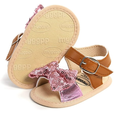 

Infant Baby Girls Summer Sandals with Flower Soft Sole Newborn Toddler First Walker Crib Dress Shoes