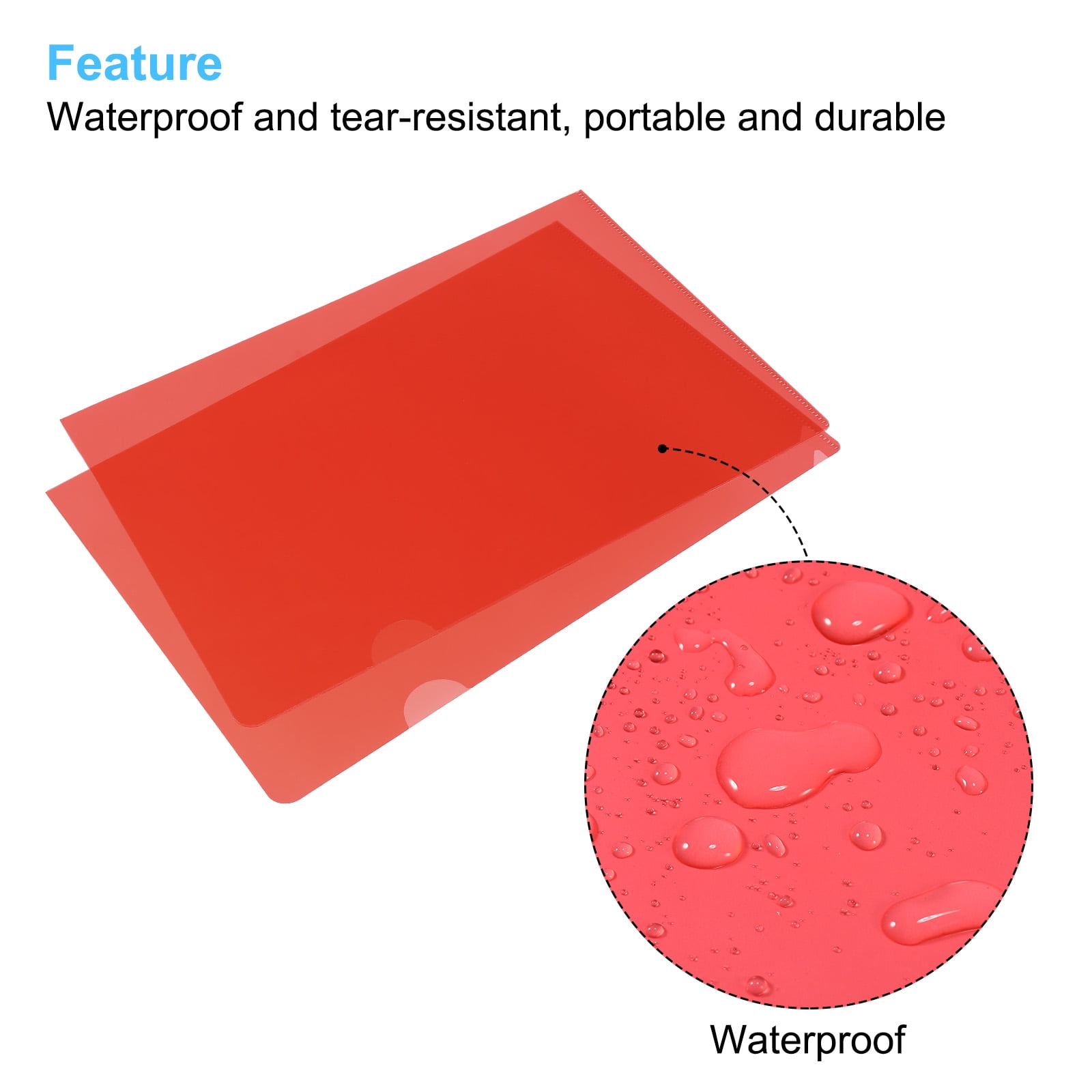 Unique Bargains L Type Folders File Project Pockets Clear Paper Document for Office Red