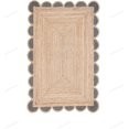 thumbnail image 1 of Natural Jute Scalloped Rug Bohemian Rug Decor Rug Handwoven Rug Custom Rug Decorative Rug (Grey, 2x8 ft), 1 of 7