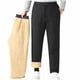 thumbnail image 2 of Pantalones largos para hombre, de color liso, de felpa gruesa, cálidos, con cintura elástica, informales, largos, de poliéster., 2 of 9