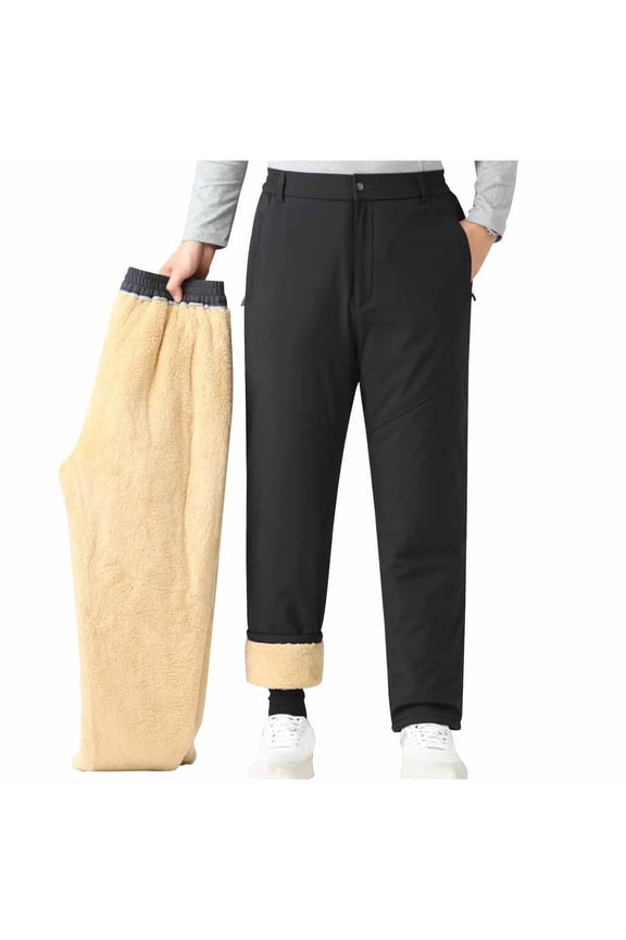 Men's Snow Pants Fleece Lined Hiking down Pants Winter Thick Sherpa Track Trousers Jogger Outdoor Running Workout