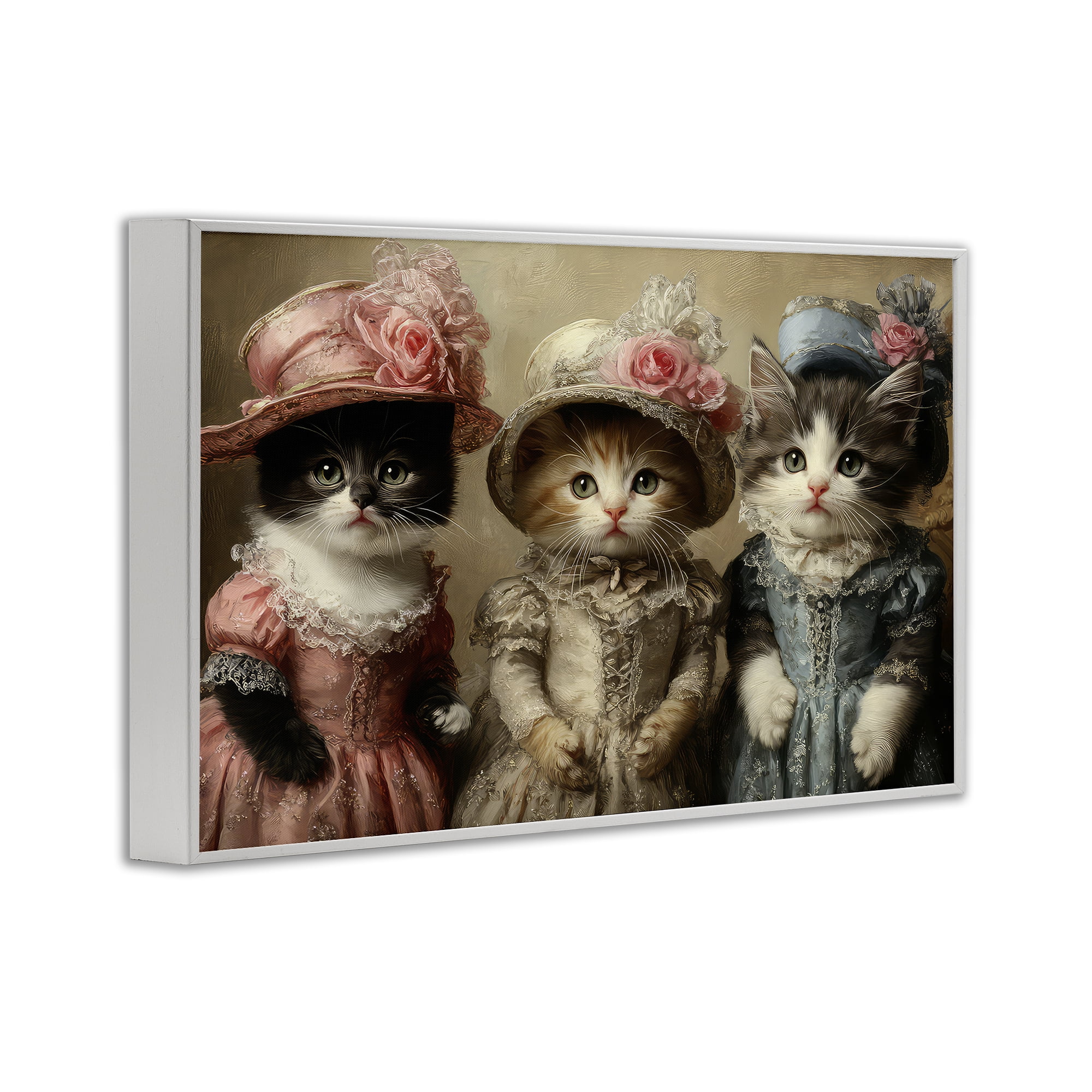 Stupell Industries Vintage Dress Cats White Framed Giclee Art, design by The Wands Want