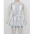 thumbnail image 3 of dPois Girls Sequin Hip Hop Dance Costume Ballet Jazz Outfit with Hairband Sleeveless Cross Back White 10, 3 of 7