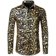 thumbnail image 2 of Camisa de vestir con estampado floral dorado de lujo para hombre, camisas de manga larga con botones y estampado completo en 3D para fiestas, blusas casuales para hombre, 2 of 4