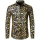 thumbnail image 2 of Camisa de vestir con estampado floral dorado de lujo para hombre, camisas de manga larga con botones y estampado completo en 3D para fiestas, blusas casuales para hombre, 2 of 5