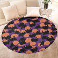 thumbnail image 4 of Purple Halloween Black Cats and Pumpkins Round Blanket,Comfortable Soft Flannel Throw Blanket,All Season,Warm Lightweight Blankets for Sofa Bed Couch Living Room Chair 60"x60", 4 of 5
