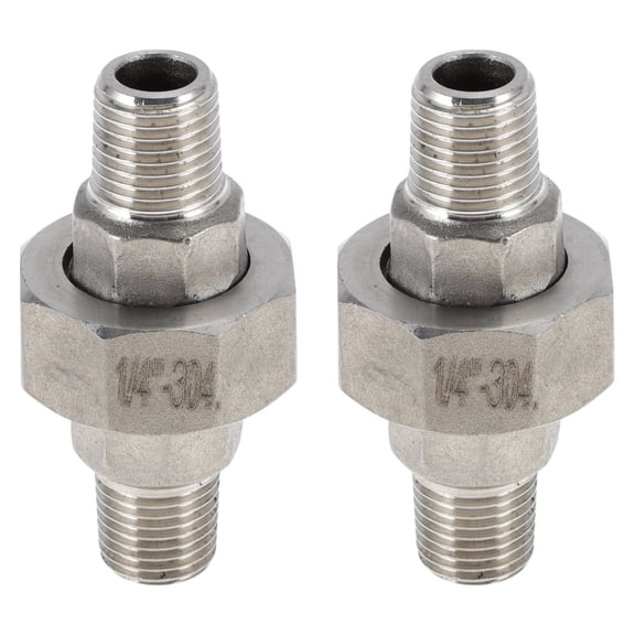 Unique Bargains 304 Stainless Steel Pipe Fittings 1/4"BSPT Male Cast Pipe Connector 2 Pcs