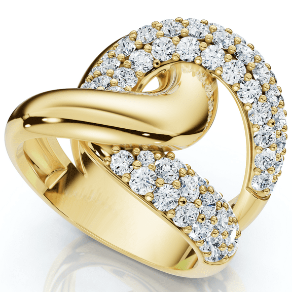 Pompeii 2Ct Interlocked Brittany Diamond Ring 10k Gold Lab Grown Right Hand Band