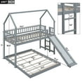 thumbnail image 4 of Newest Playhouse Twin over Full Pine Bunk Bed with Slide, Roof Design & Guardrails for Small Room, Gray, 4 of 13