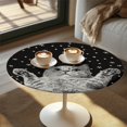 thumbnail image 2 of SEANATIVE Fitted Spandex Round Cocktail Table Covers with Elastic Edge Stylish Small Round Table Topper Cap Cloths for Picnic Bar Pub Party 24'' Diameter, Cute Cat Paw Star Black, 2 of 7