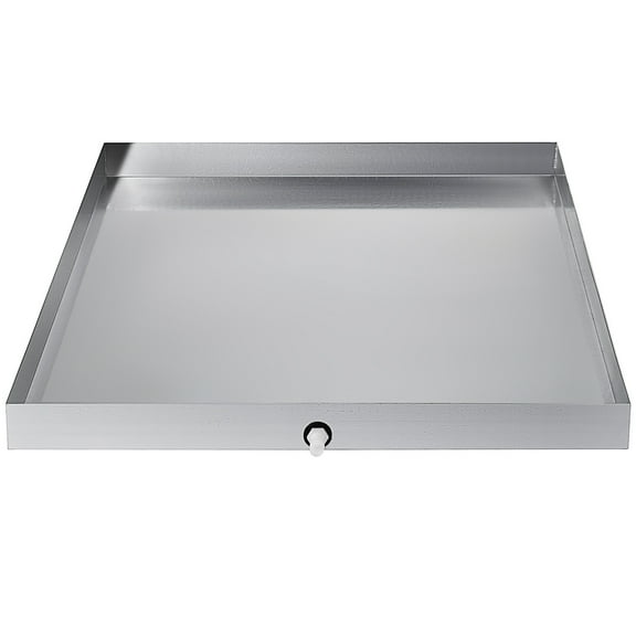 KFFKFF 32x32x2.5" Washer Pan, 18 GA Thick, 304 Stainless Steel, Durable Drip Tray with Drain Hole & Hose Adapter