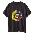thumbnail image 3 of Lenago Hauts d'Été Grande Taille pour Femmes T-shirt Blouse à Manches Courtes à Col Rond Imprimé Mode pour Femmes Hauts Amples Tenues du 4 Juillet pour Femmes, 3 of 3