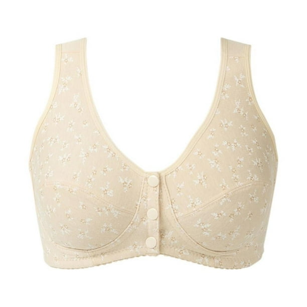 Women Bra Plus Size Thin Cotton Middle-Aged and Elderly Front Buckle ...