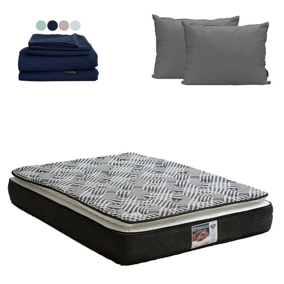 Colchón King Size Spring Air Omega + Almohada 2-Pack + Sábanas Dicasa, microfibra, firmeza