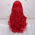 HMOONORY Women's Red Micro Curl Headgear Wavy Curl Wig Can Be Straightened and Bent