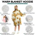 thumbnail image 5 of Beige Sunflower Pattern Wearable Oversized Blanket,Wearable Blanket Hoodie for Adults,Cozy Hooded Blankets with Super Pockets,Super Warm Fuzzy Pullover for Women & Men, 5 of 6