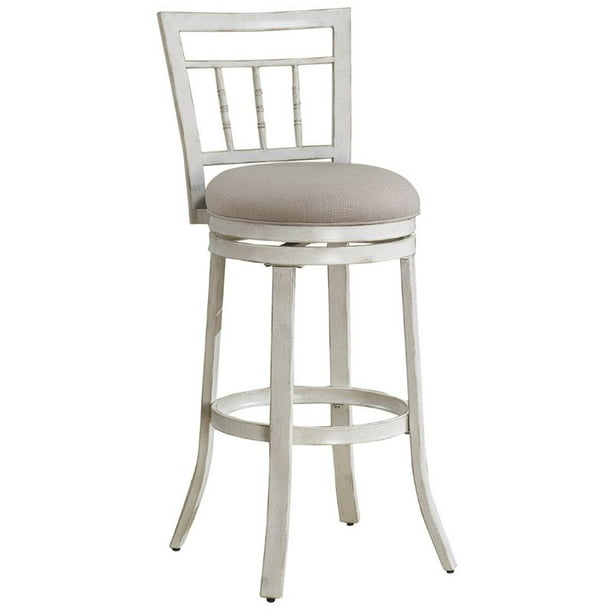 Bowery Hill 30 Transitional Swivel Bar, White Wooden High Back Bar Stools