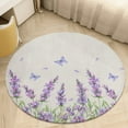 thumbnail image 6 of Lavender Flowers Round Carpet Circle Rug Outdoor Patio Area Rug Washable Large Area Rugs Hallway Room Decor Fitness Mats, 6 of 8