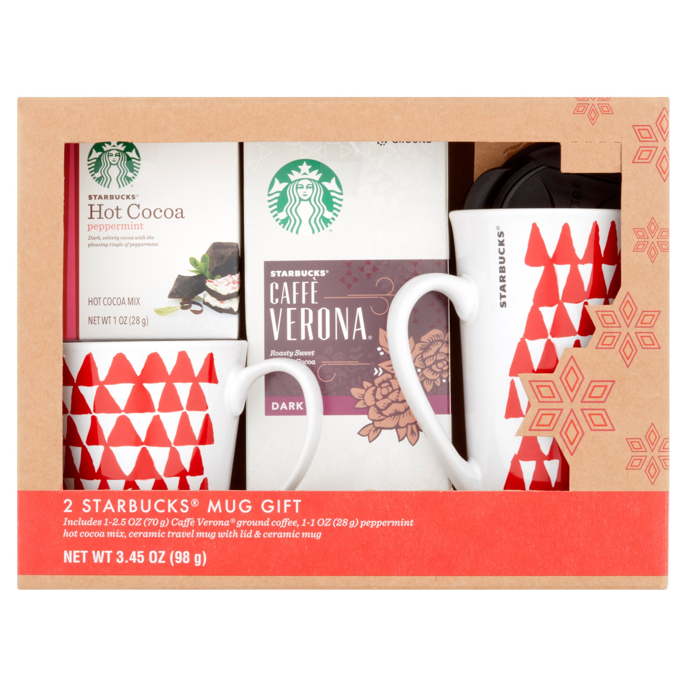 Starbucks Mug Gift Set Includes Ground Coffee & Peppermint Hot Cocoa