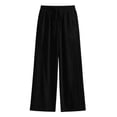 thumbnail image 4 of Hvogkswy Wide Leg Pants Woman Elastic High Waist Drawstring Trousers Side Hollow Cutout Loose Comfy Beach Vacation Long Pants with Pockets, 4 of 7