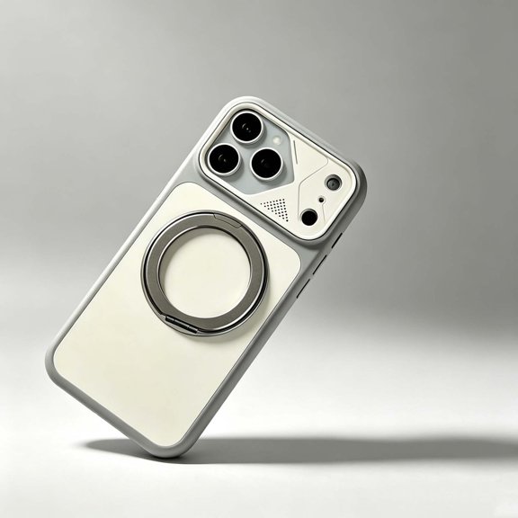 For iPhone 11 Phone Case,With Camera Lens Frame,360Rotatable Ring Kickstand,Two-Color Anti-Scratch Matte Back Cover,Shockproof Non-Slip Drop Protection Hybrid Phone Case,White