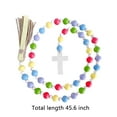 thumbnail image 6 of Easter Wood Bead Garland Farmhouse Decorative Wooden Beads Prayer Beads Tassel Garland Wall Hanging Decoration with Cross for Tiered Tray, 6 of 6