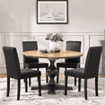 thumbnail image 2 of Alden Design Leather Padded Parson Dining Chairs with Solid Wood Legs, Set of 4, Brown, 2 of 15