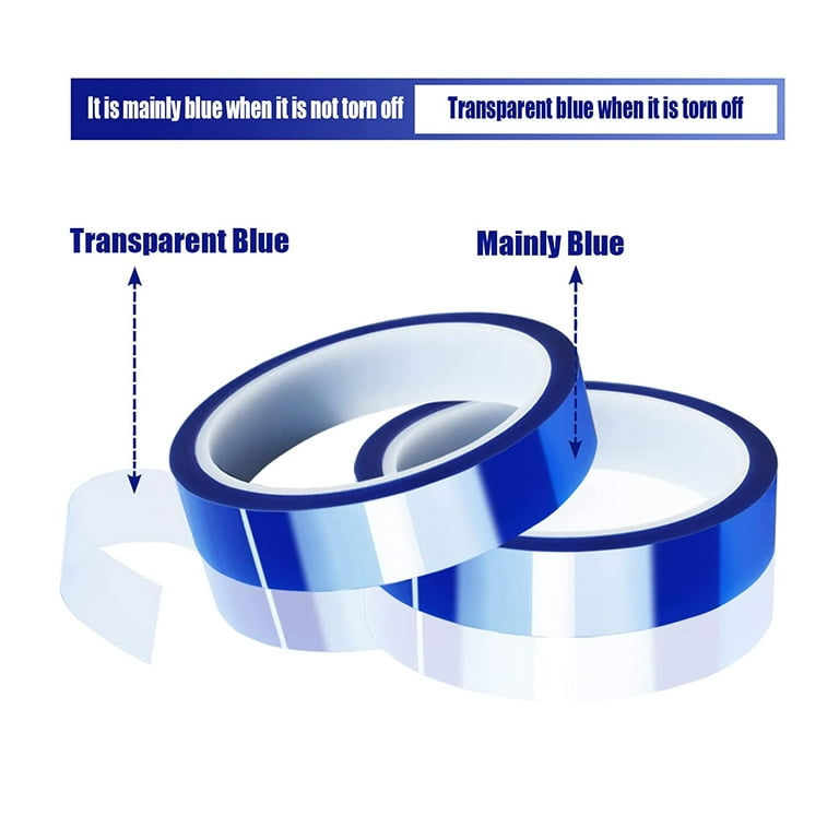 Fainne 20 Rolls Blue Heat Tape High Temp Tape 0.39 Inch x 108 ft Heat  Resistant High Temperature Tape Heat Transfer Tape for Sublimation Press,  No