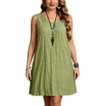 thumbnail image 6 of Women's Dress Sleeveless V Neck Plus Size Women Solid Loose Knee Length Dress Mint Green XXXXXL, 6 of 9