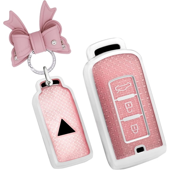 Key Fob Cover Compatible with Mitsubishi Asx Eclipse Cross Lancer Fortis Outlander Ex Pajero Sport Rvr L200 Pajero Colt 3 Button Keychain Case Holder Protector,Butterfly Keychain-pink