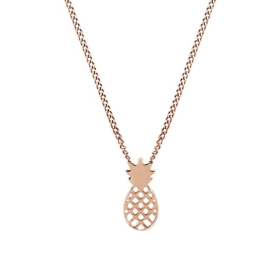 AFFY 14k Rose Gold Over Sterling Silver Adorable Pineapple Charm Love Gift Pendant Necklace