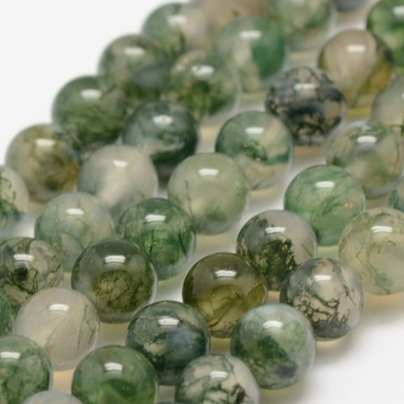 1 strand Natural Moss Agate Beads Strands Round 4mm Hole: 0.5mm 93pcs/strand 14.56~14.76 inch(37~37.5cm)
