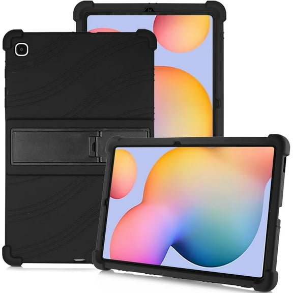 Hoibon for Samsung Galaxy Tab S6 Lite 10.4 Inch 2024/2022/2020 Tablet Case Soft Silicone Adjustable Stand Cover Shockproof Protective Shell Case for Samsung Galaxy Tab S6 Lite 10.4 inch - Black