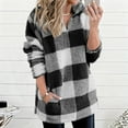 thumbnail image 2 of BUIGTTKLOP Fuzzy Fleece Sweatshirts for Women 1/4 Zip up Plaid Shirts Sherpa Pullover Jacket Coat with Pockets, 2 of 6