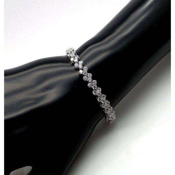 4.15Ct Round Cut Moissanite 14k White Gold Tennis Bracelet For Women Gifts/Wedding Fine Jewelry