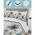 thumbnail image 4 of Quilts Full Size Bedding Set, Blue Grey Flowers Lightweight Quilted Comforter, Spring Watercolor Blooms Floral Beige Soft Reversible Bedspread Coverlet with Pillow Covers for All Season, 78" x 90", 4 of 7