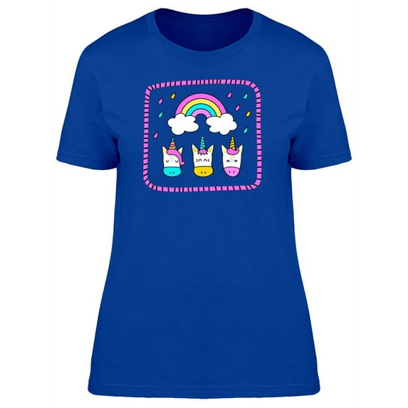 Three Unicorns Under A Rainbow T-Shirt Women -Image by Shutterstock, Female XX-Large