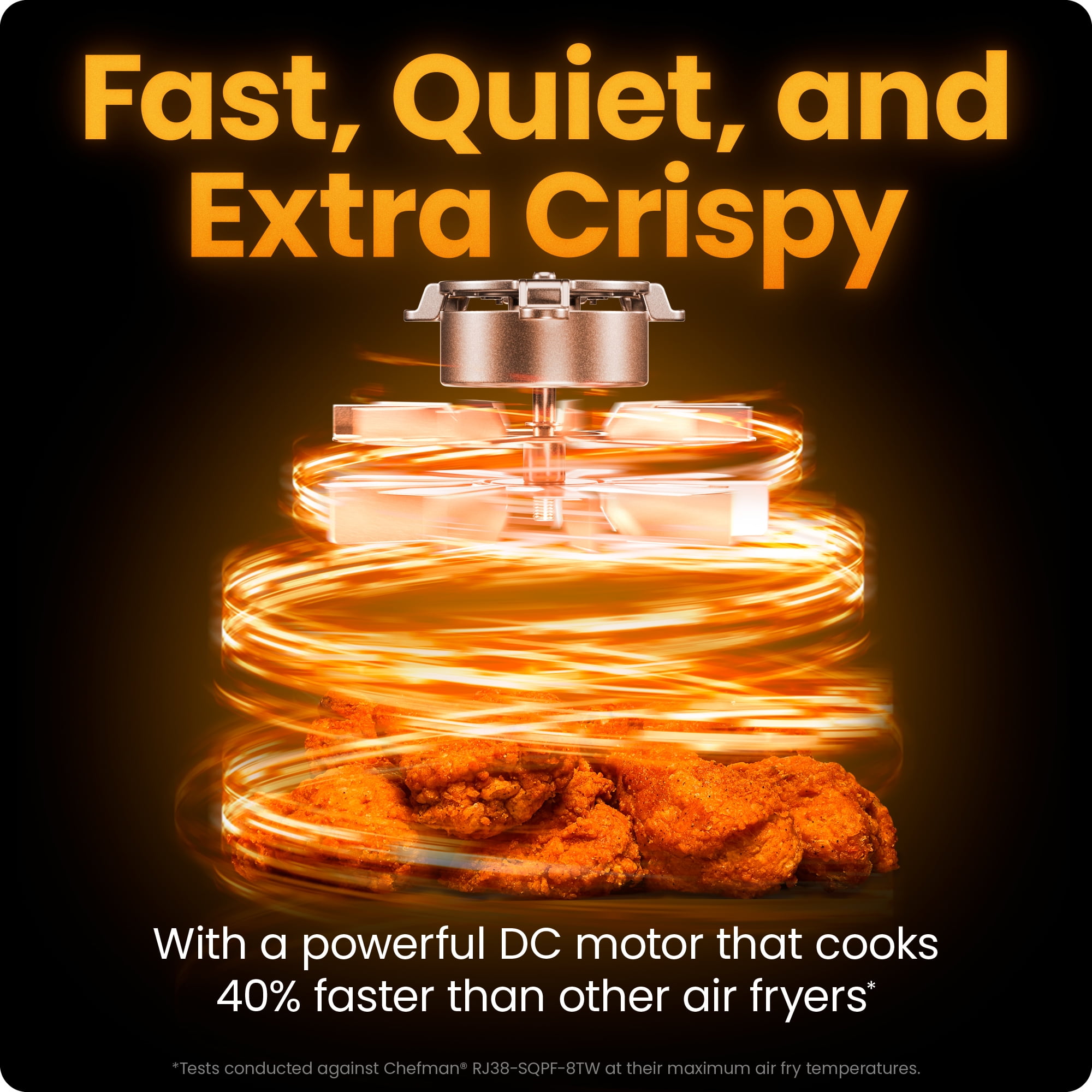 Chefman TurboFry 6-in-1 Air Fryer, Powerful DC Motor Heats to 450°F, 7-Quart Nonstick Basket - Black