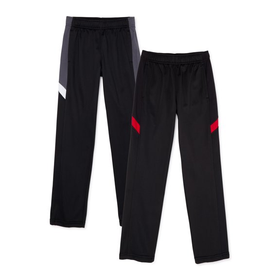 Athletic Works Boys Tricot Track 2-Pack Pants, 4-18 & Husky