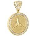 thumbnail image 2 of 10K Yellow Gold Mens Real Diamond Mercedes Medallion Pendant 1.85" Charm 1.24 CT, 2 of 5