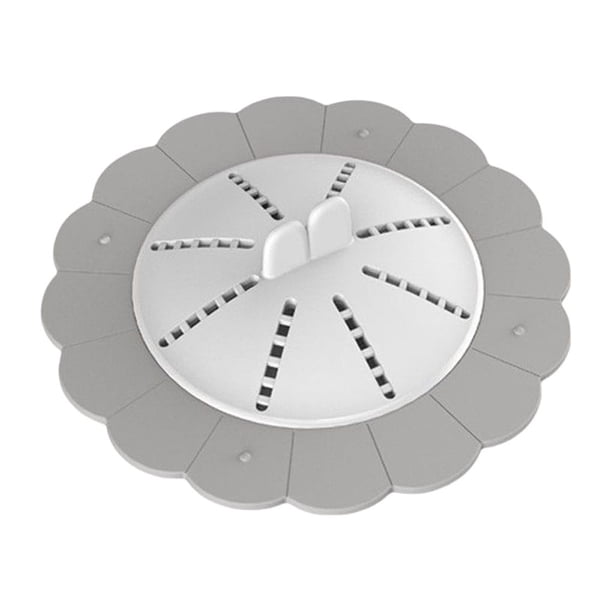 Inteprter Cubierta de drenaje de piso de silicona portátil desmontable encantador colorido giratorio cocina baño colador filtro de pelo Juegos de accesorios de baño Gris blanco