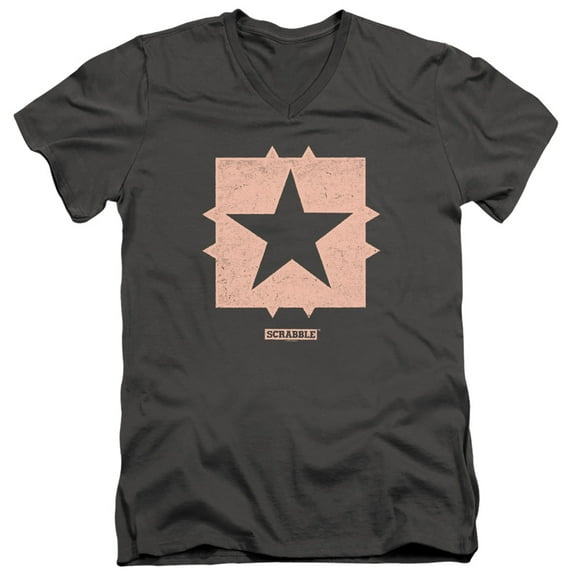 Scrabble Free Space S/S Adult V-Neck T-Shirt 30/1 T-Shirt Charcoal